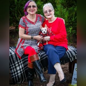 THML Lady's Black & White Ornate Embroidered Dress with Red